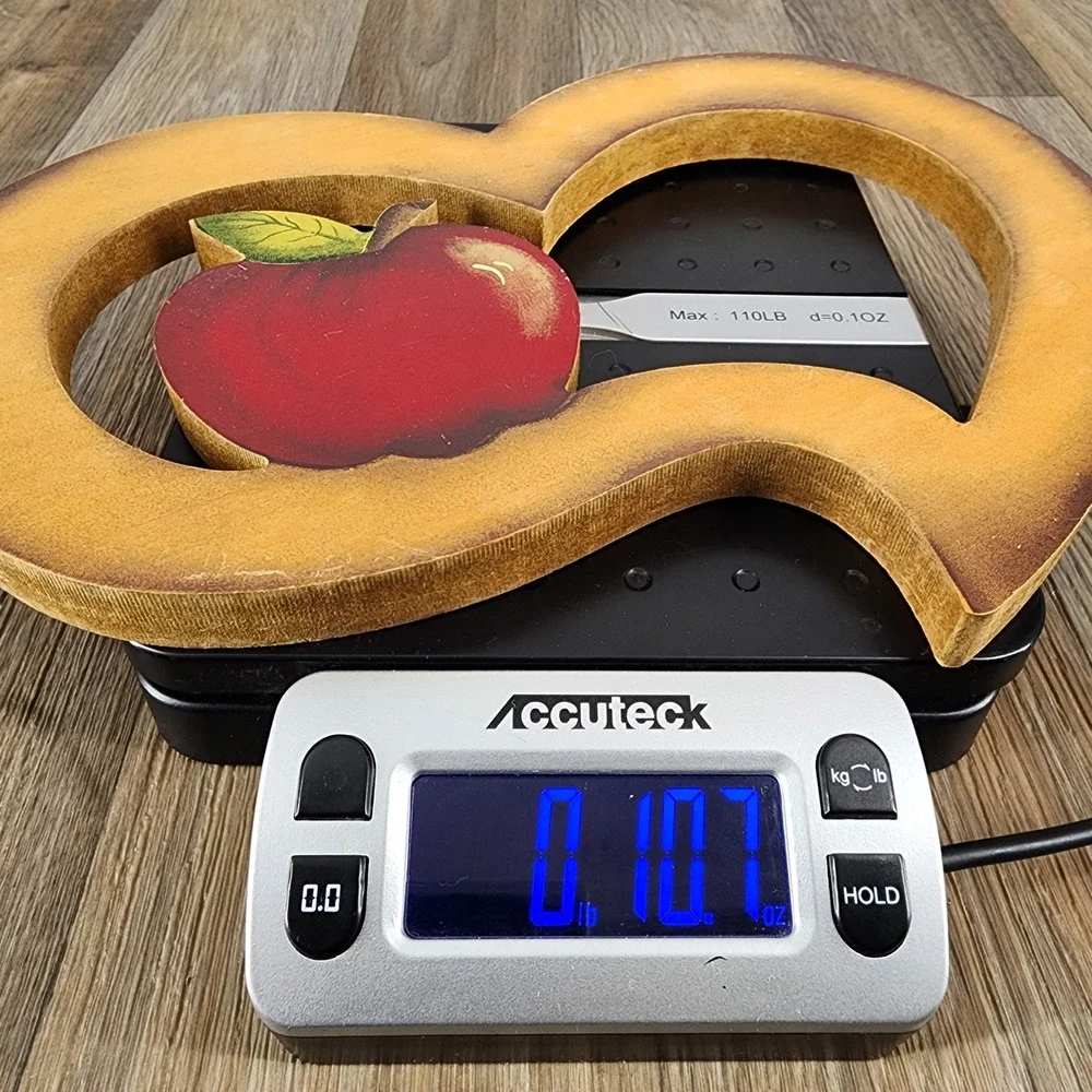 Vintage Wooden Heart Apple Wall Hanging Country Farmhouse Kitchen Decor 11x9